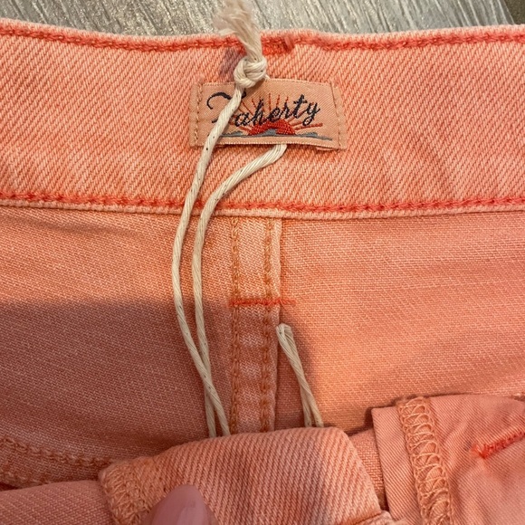 NWOT Faherty Sun Washed Denim Shorts Raw Edge Size 27, Peach Nectar - Picture 4 of 6